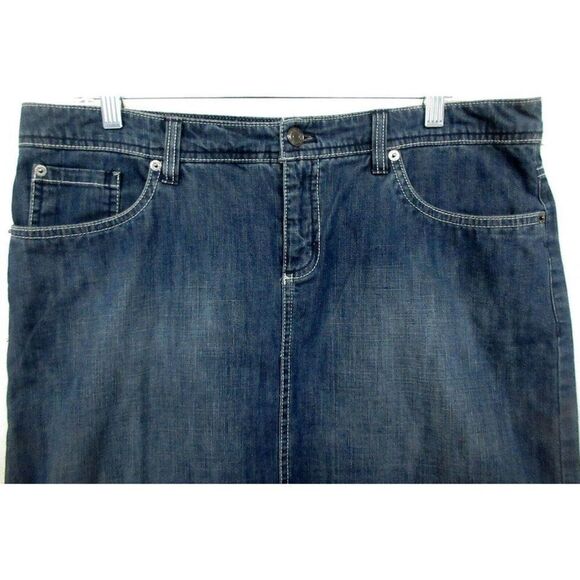 GH Bass & Co Size 10 Dark Denim Short Pencil Skirt Straight 100% Cotton 5 Pocket - Picture 2 of 4